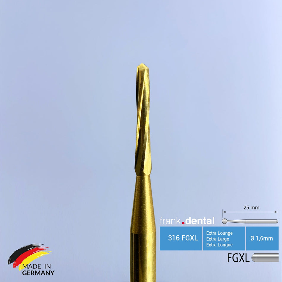 Titanium Coated Carbide Lindemann Bone Cutter - 161 FGXL - for Air Turbine