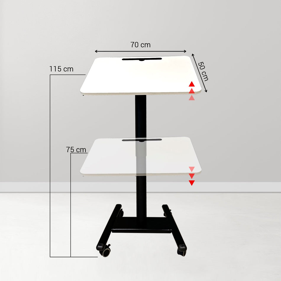 Movable Height Adjustable With Socket Mobile Laptop Cart - Trolley -Scanner Stand