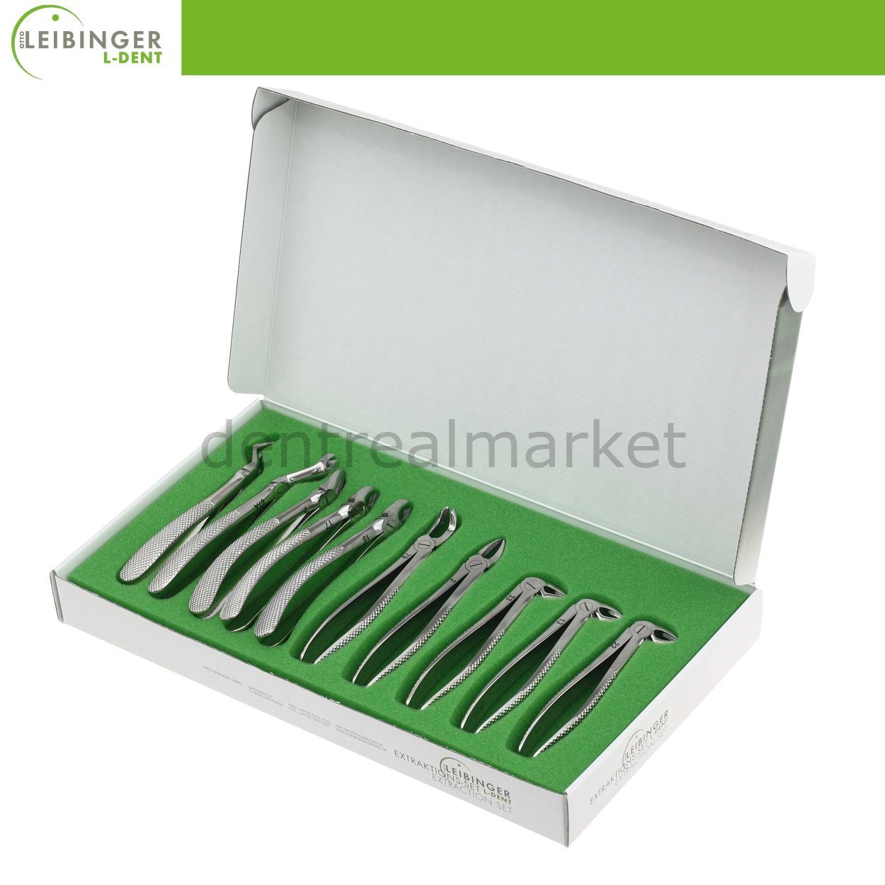 Leibinger - Adult Tooth Extraction Forceps Kit - English Pattern