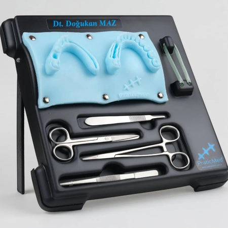 Praticmed - Dentistry Suture, Flap Closure Training Silicon Set - Table Type - Blue