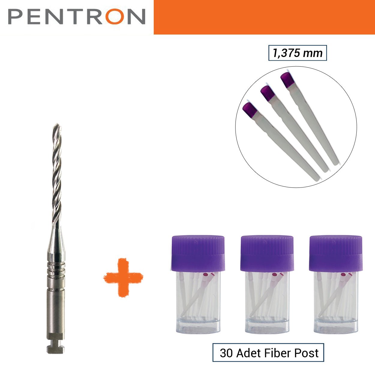 Pentron - FibreKleer 4X Tapared Radiopaque Fiber Post Big One Kit - Purple