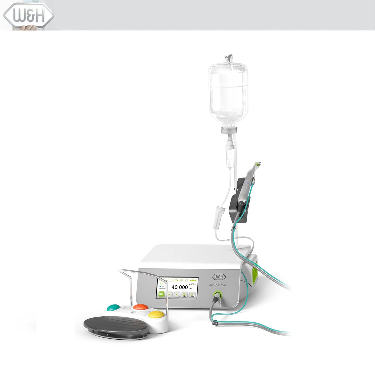 W&H Dental - Implantmed Plus Physiodispenser & Non - Lighted Contra Angle & Cable Pedal