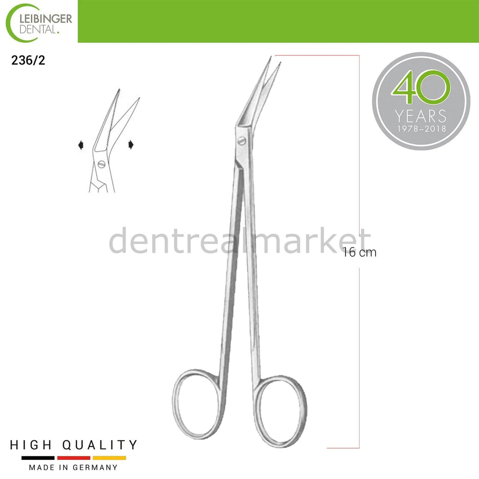 Leibinger - Iris Serrated Surgical Scissors - Stainless Steel - Curved - 16 cm