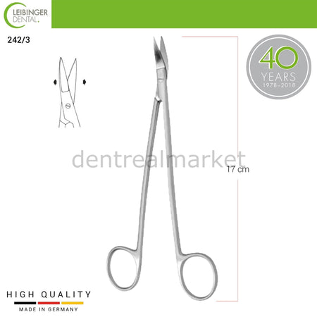 Leibinger - Iris Serrated Surgical Scissors - Stainless Steel - Curved - 17 cm