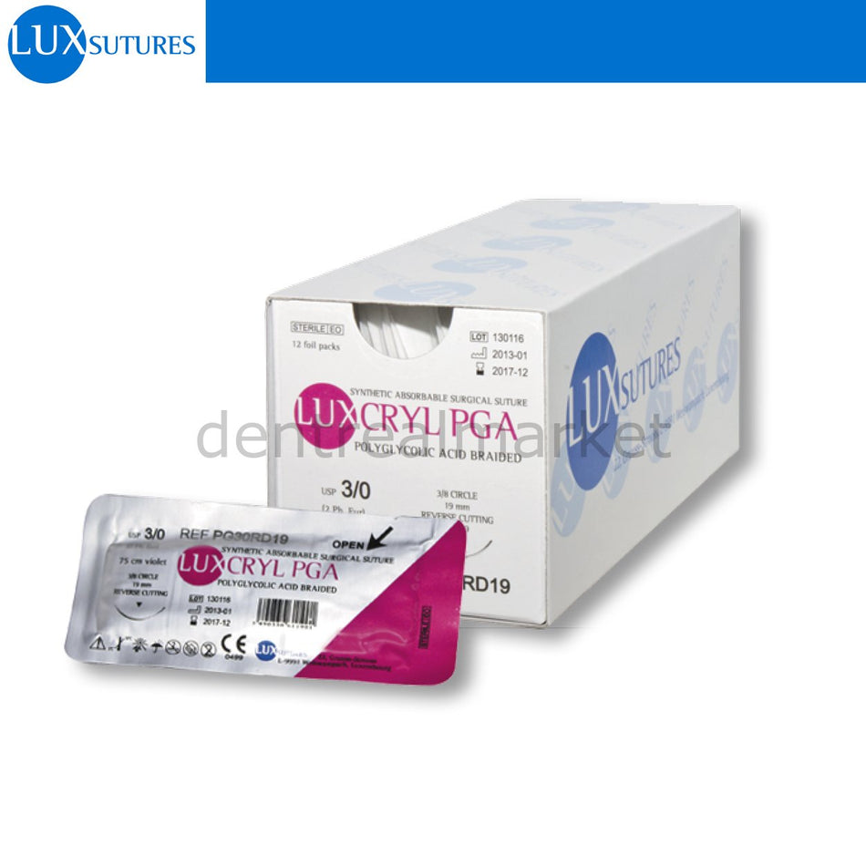 LuxSutures - Luxcryl PGA Absorbe Surgical Suture - Reverse Cutting Needle - 2 Box