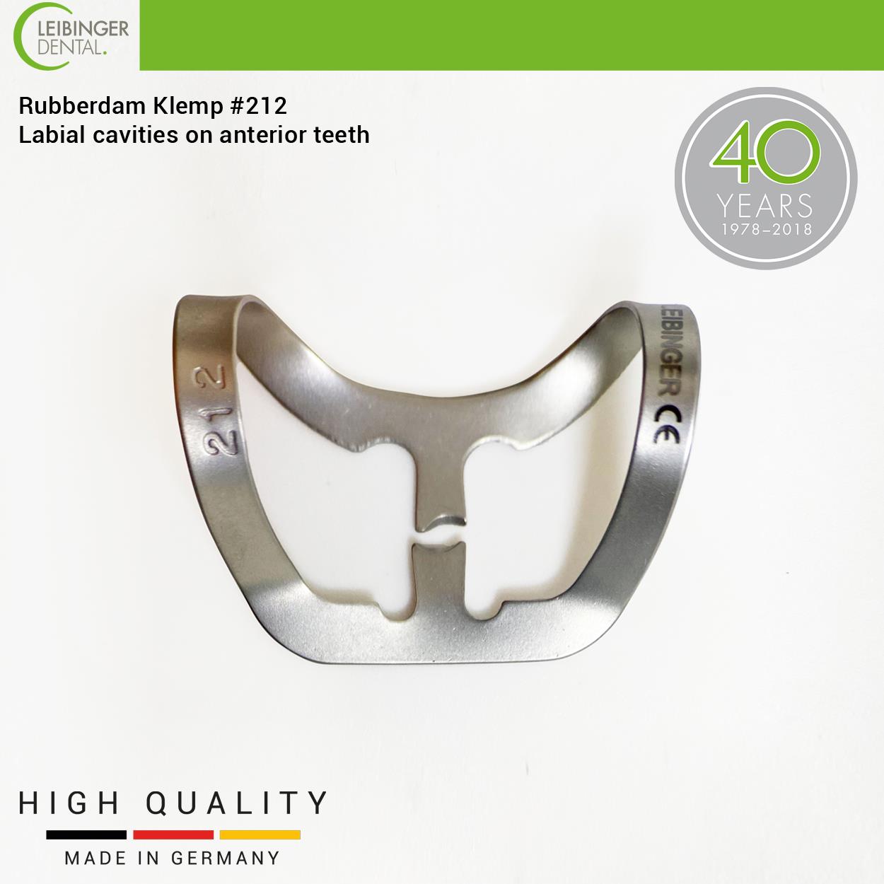 DentrealStore - Leibinger Rubber Dam Clamp #212 - Labial Cavities on Anterior Teeth