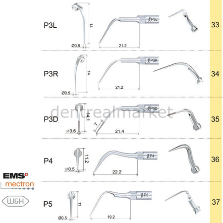 Woodpecker - Periodontal Scaler Tips for Ems,Mectron - Periodontal Tips - Ultrasonic Scaler Tips