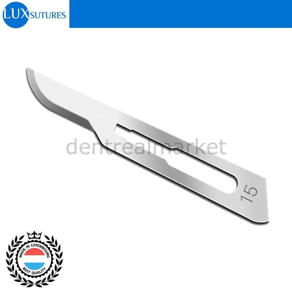 LuxSutures - Surgical Scalpel Sterile Blades Tip 15 - 5 Box Surgical Blade