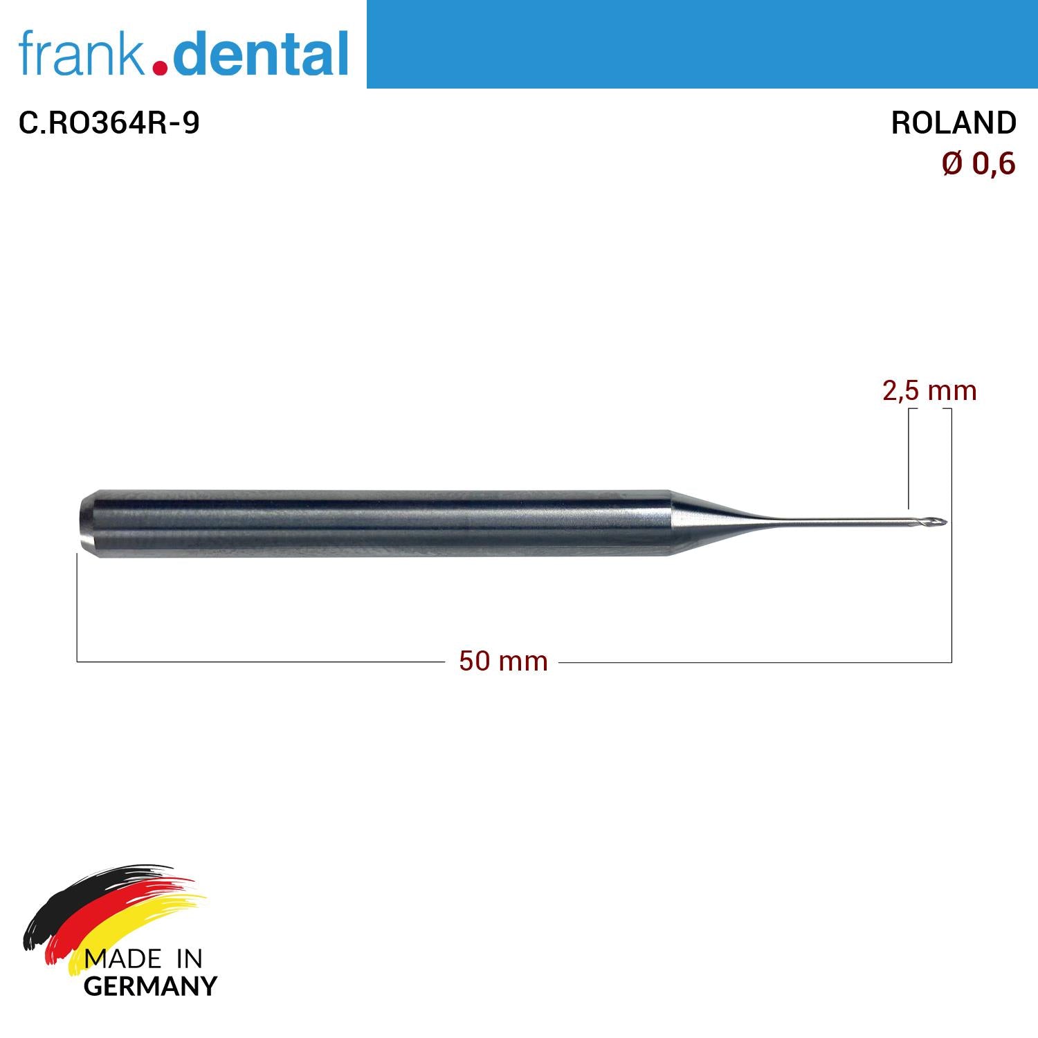 Dentreal - Tungsten Milling Bur 0.6 mm - for Roland Milling Machine