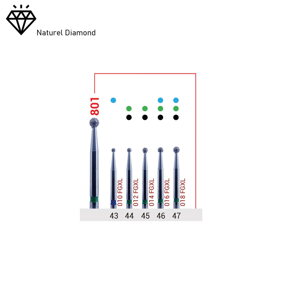 Dental Natural Diamond Bur - 801L Dental Burs - For Turbine - 5 Pcs